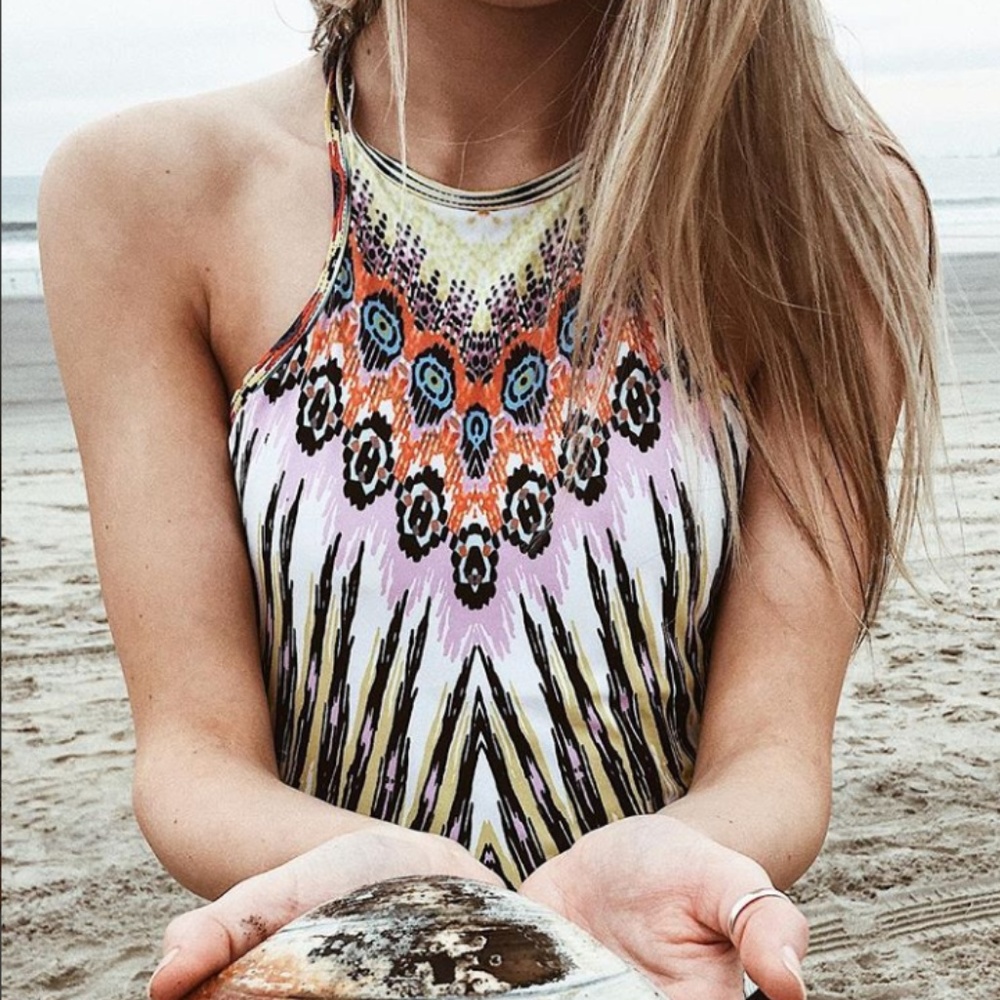 Multi-color women's one piece swimsuit